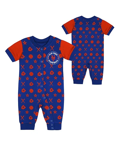Outerstuff Baby Boys and Girls Blue New York Mets Full-Snap Coverall Bodysuit