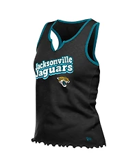 New Era Women's Black Jacksonville Jaguars Lettuce Hem Notch Neck Tri-Blend Tank Top