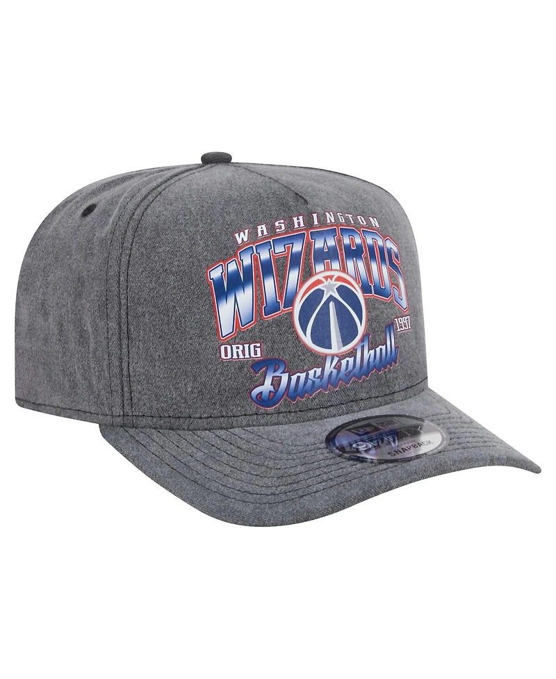 New Era Men's Charcoal Washington Wizards Throwback Washed Pre-Curved 9FIFTY Snapback Hat