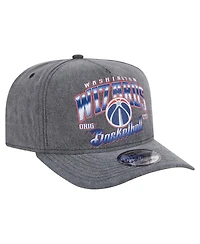 New Era Men's Charcoal Washington Wizards Throwback Washed Pre-Curved 9FIFTY Snapback Hat