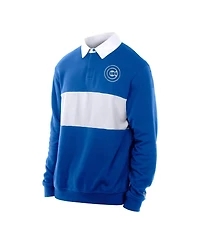 New Era Men's Royal Chicago Cubs Throwback Prep Color Block Rugby Polo Shirt