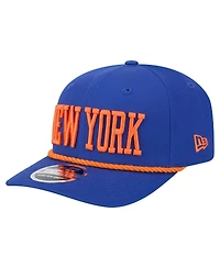 New Era Men's Blue New York Knicks Wordmark Rope 9SEVENTY Adjustable Hat