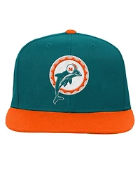 Mitchell & Ness Big Boys and Girls Aqua Miami Dolphins Team Two-Tone Snapback Hat