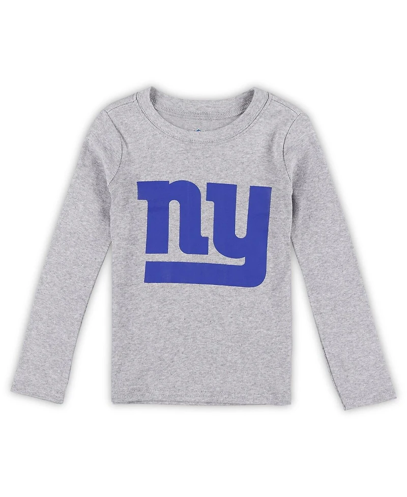 Outerstuff Toddler 2-Piece Heather Gray New York Giants Long Sleeve T-Shirt and Pants Sleep Set