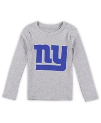 Outerstuff Toddler 2-Piece Heather Gray New York Giants Long Sleeve T-Shirt and Pants Sleep Set