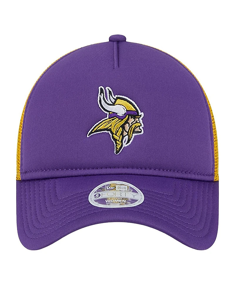 New Era Big Boys and Girls Purple Minnesota Vikings A-Frame 9FORTY Trucker Adjustable Hat
