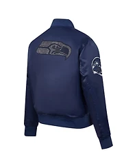 Pro Standard Women's College Navy Seattle Seahawks Jeweled Satin Full-Snap Jacket