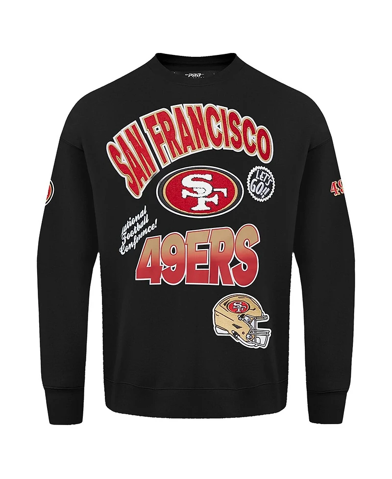 Pro Standard Men's Black San Francisco 49ers Turn It Up Drop Shoulder Pullover Sweatshirt