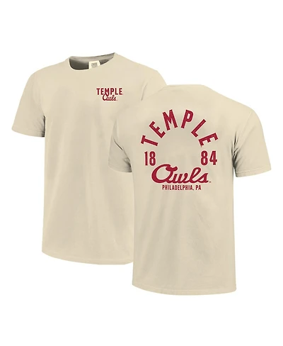 Image One Men's Cream Temple Owls Comfort Colors Mascot Overlay T-Shirt