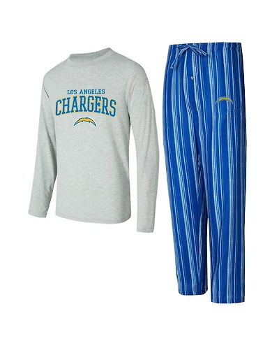 Concepts Sport Men's 2-Piece Los Angeles Chargers Petition Long Sleeve Top and Pants Sleep Set
