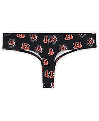 Concepts Sport Women's Black Cincinnati Bengals Record Allover Print Knit Thong