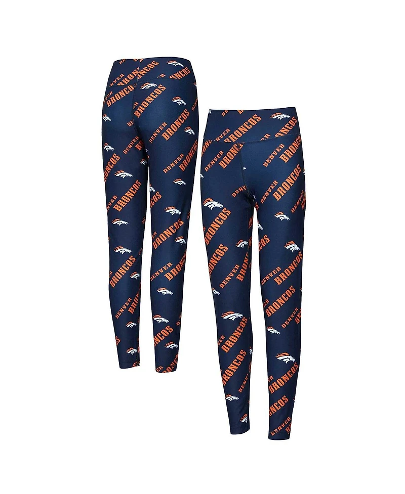 Concepts Sport Women's Navy Denver Broncos Breakthrough Allover Print Knit Sleep Leggings