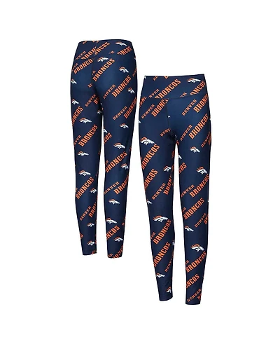 Concepts Sport Women's Navy Denver Broncos Breakthrough Allover Print Knit Sleep Leggings
