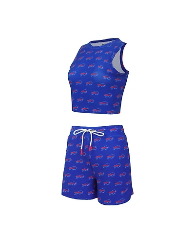 Concepts Sport Women's 2-Piece Buffalo Bills Gauge Allover Print Cropped Tank Top and Shorts Sleep Set