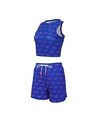 Concepts Sport Women's 2-Piece Buffalo Bills Gauge Allover Print Cropped Tank Top and Shorts Sleep Set