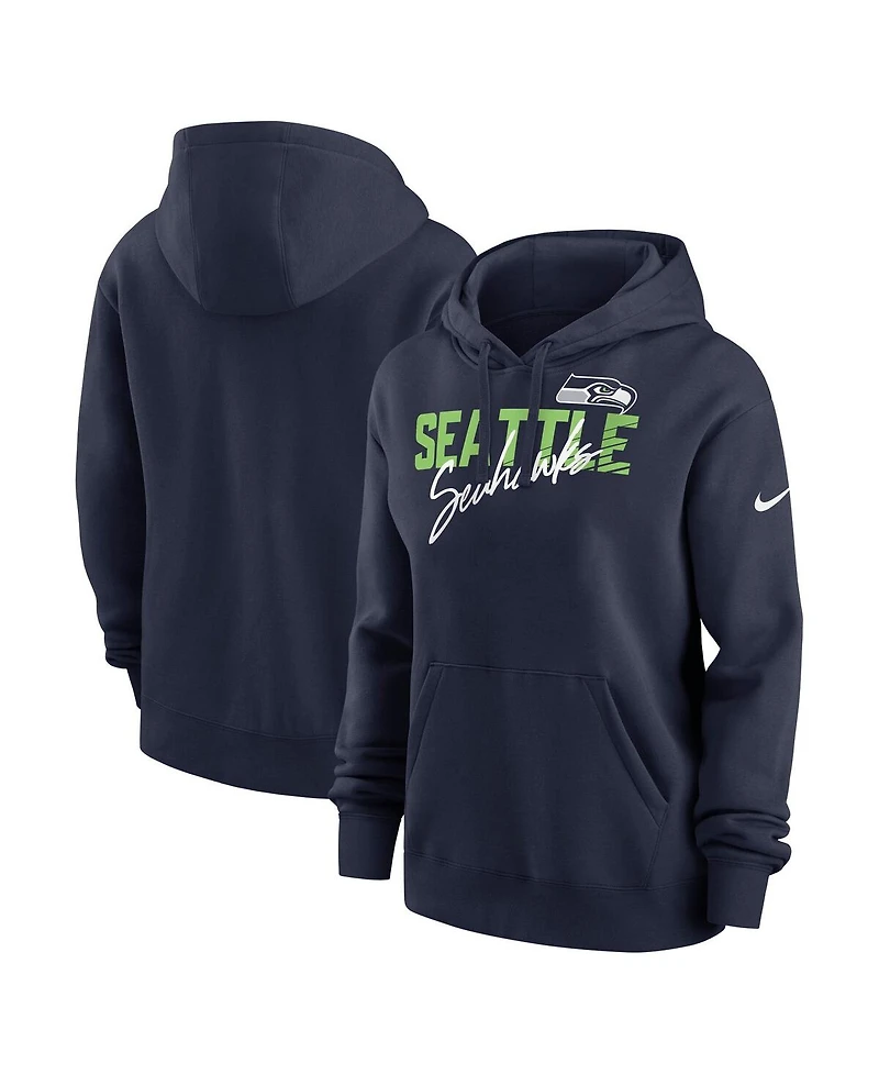 Nike Women's College Navy Seattle Seahawks Wordmark Club Fleece Pullover Hoodie