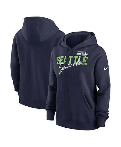 Nike Women's College Navy Seattle Seahawks Wordmark Club Fleece Pullover Hoodie