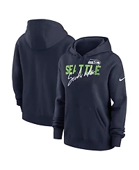 Nike Women's College Navy Seattle Seahawks Wordmark Club Fleece Pullover Hoodie