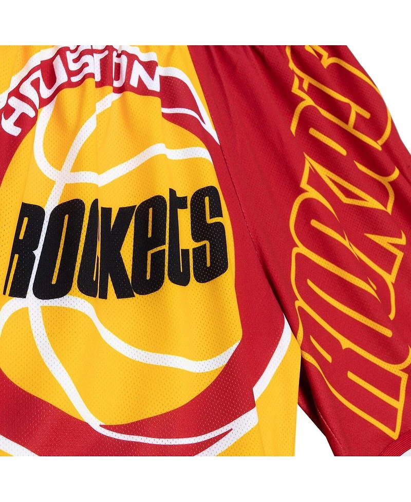 Mitchell & Ness Men's Gold Houston Rockets Big Face 5.0 Fashion Shorts