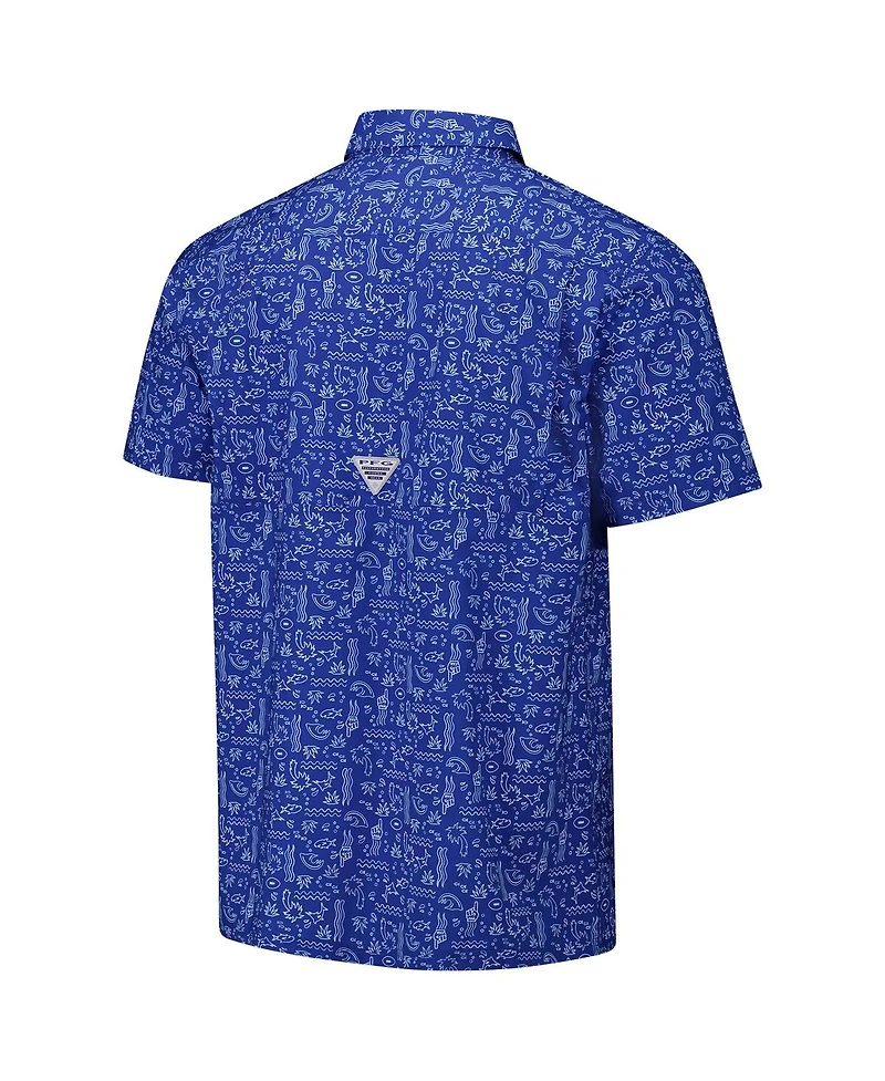 Columbia Pfg Men's Royal Los Angeles Rams Super Slack Tide Omni-Wick Button-Up Shirt