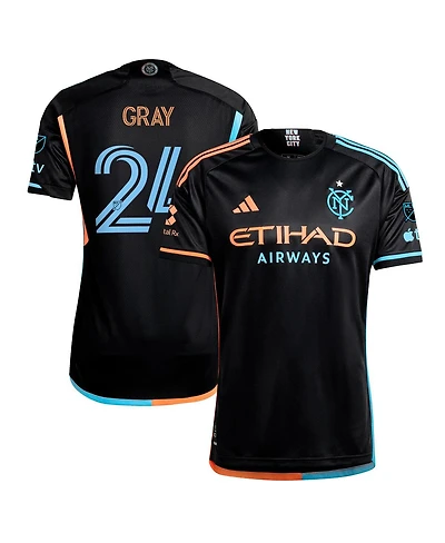 Adidas Men's Tayvon Gray Black New York City Fc 2024 24/7 Kit Authentic Player Jersey