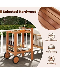 Mecale 2 Tier Rolling Serving Cart with Wine Bottle Holders and 2 Rubber Wheels