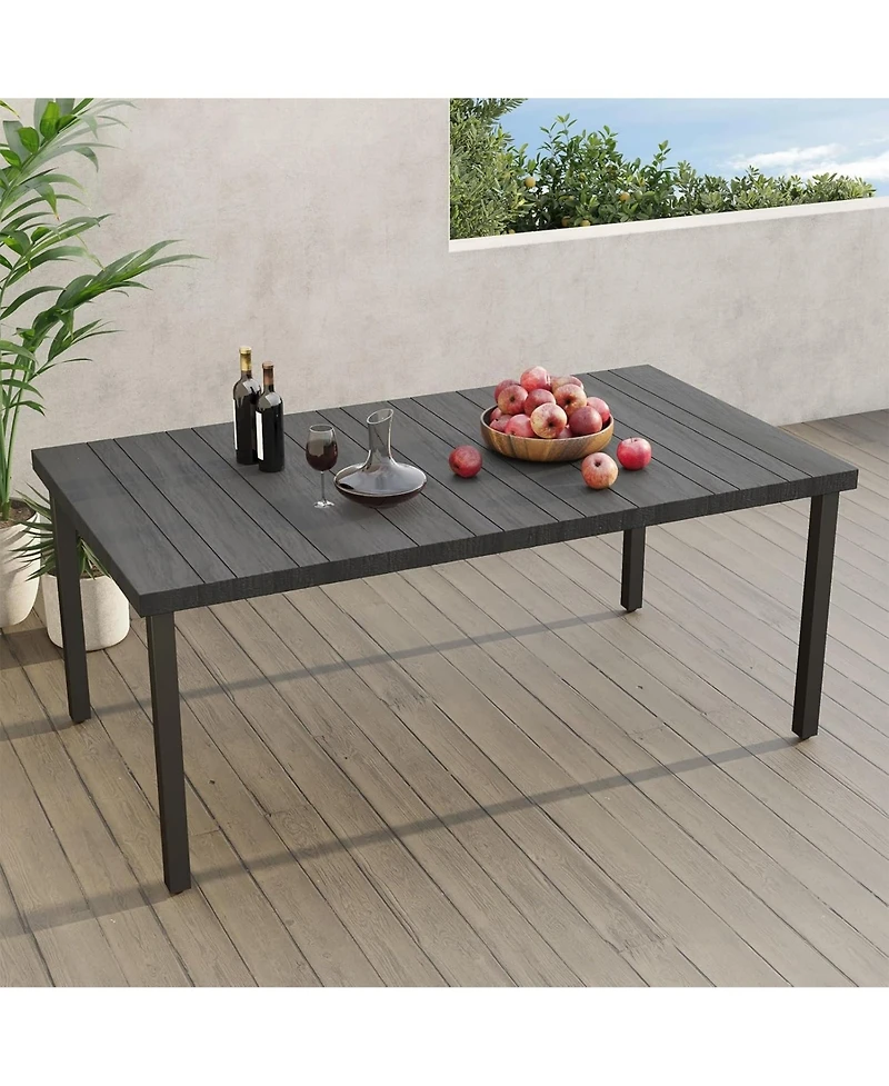 Mondawe 3-Section Iron Dining Table,Multi Functional Design,With Fixed Sunshade Umbrella Hole