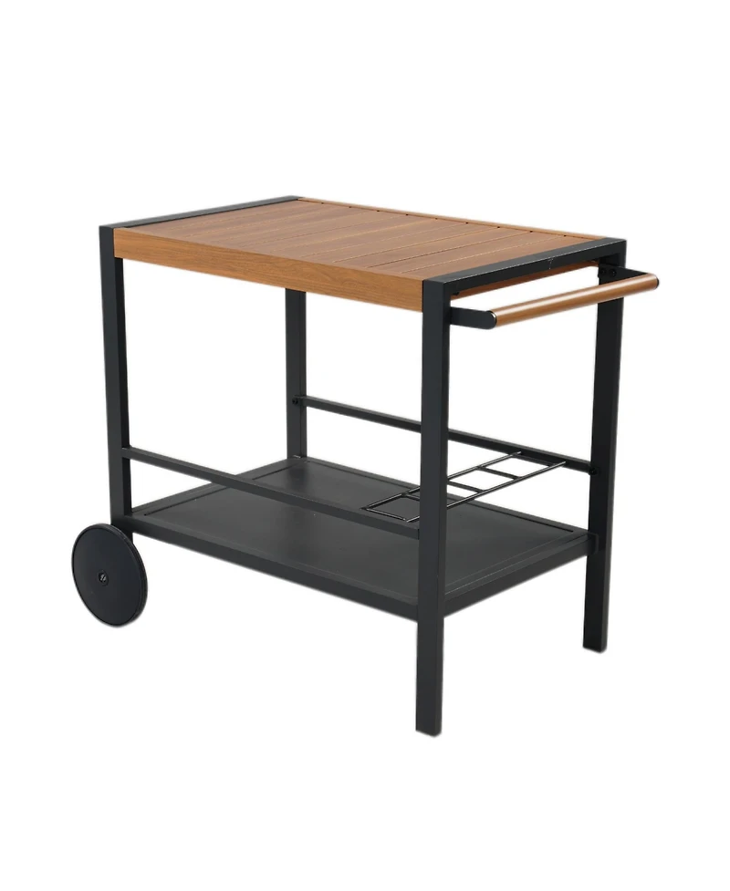 Mondawe Aluminum 29“ High Wine Trolley, Multi functional Storage Space With Wheels Bar Cart
