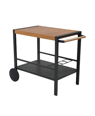 Mondawe Aluminum 29“ High Wine Trolley, Multi functional Storage Space With Wheels Bar Cart