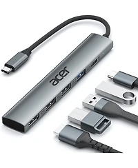 Acer 5-in-1 Usb-c Hub with 4K Hdmi, 100W Power Delivery, 3 Usb Ports, and Usb-c to Hdmi Multiport Adapter for Laptops, PCs, Tablets, MacBook, iPad, iP