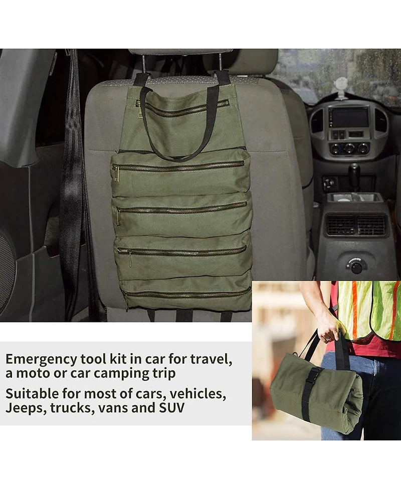 Xdovet Tool Bag Roll Up,Heavt Duty Tool Organizer Portable Tool Storage Bags Waterproof Oxford Cloth-Zipper Pouch for Men Mechanic, Electricians, Repa