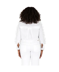 Poetic Justice Plus Ruffled Poplin Button-Up Shirts