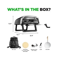 NutriChef Portable Pizza Oven with Rotating Pizza Stone, Rain Cover, Regulator, and Hose – Suitable for Outdoor & Indoor Use (Black)