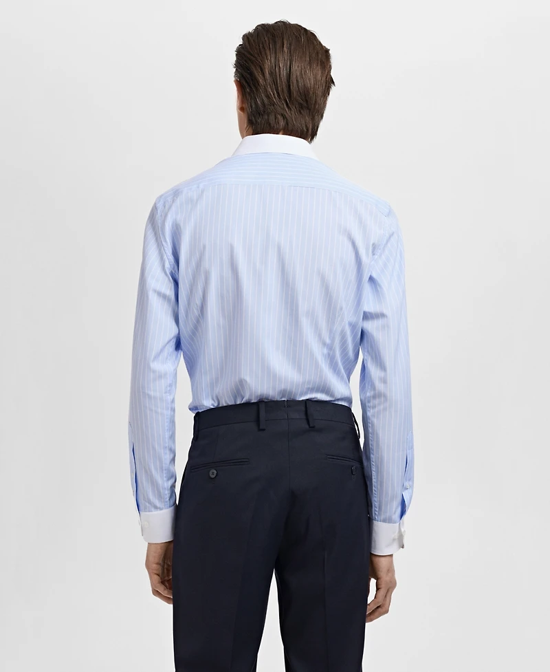 Mango Men's Striped-Print Slim-Fit Dress Shirt