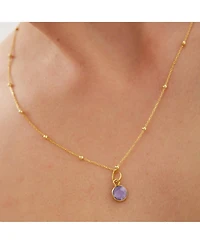 Amethyst Round Pendant Necklace With Beaded Chain in Sterling Silver