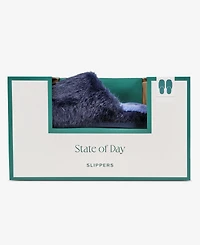State of Day Women's Boxed Two-Tone Faux-Fur Slide Slippers, Macy's Exclusive