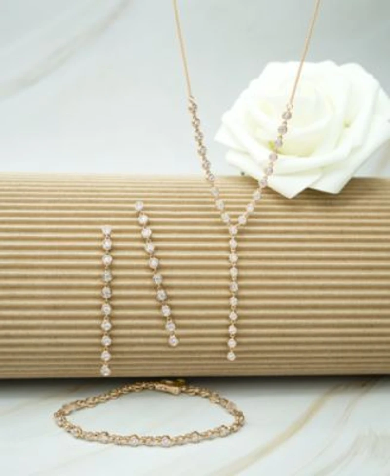 Wrapped In Love Diamond Bezel Lariat Necklace Tennis Bracelet Drop Earrings Collection In 14k Gold Exclusively At Macys
