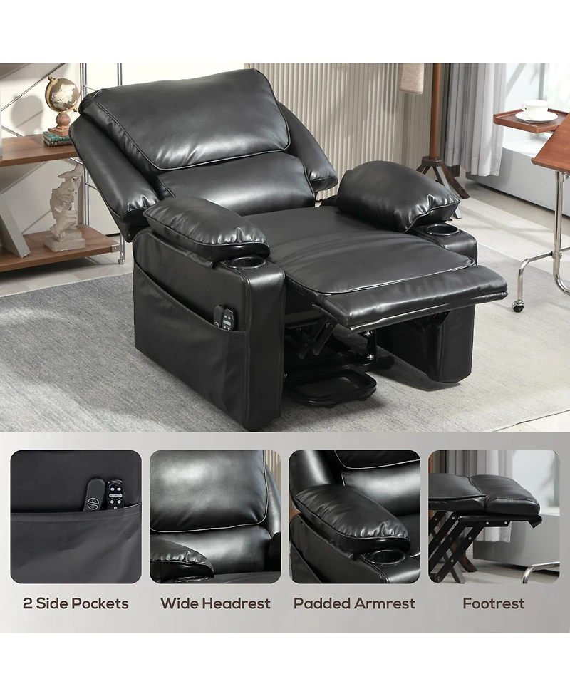 Homcom Lift Recliner Chair, Power Sofa with Massage and Heat,