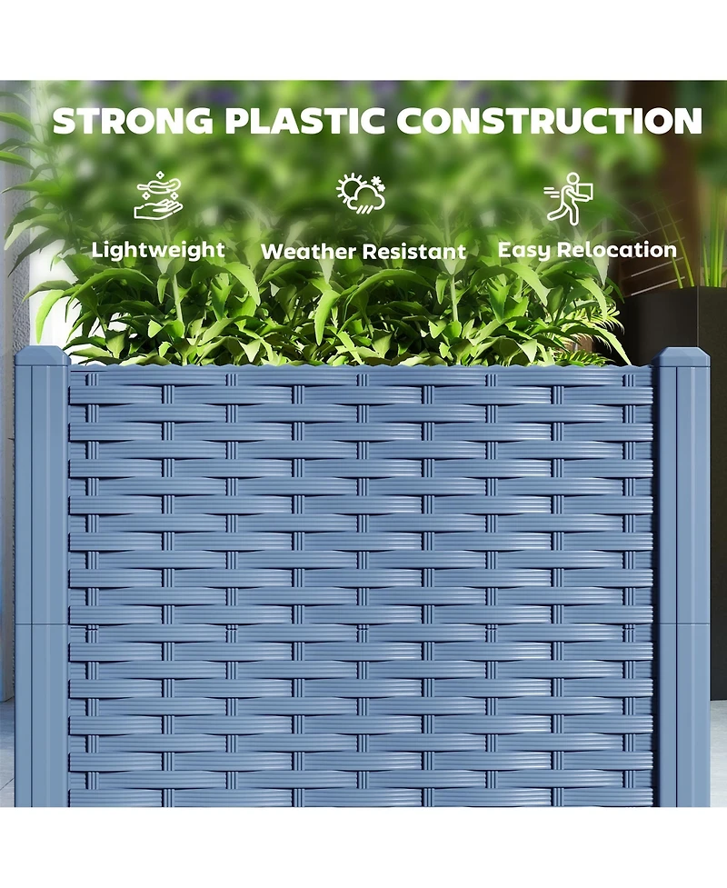 Outsunny 4 x 1 ft Plastic Garden Box w/Drainage Holes,