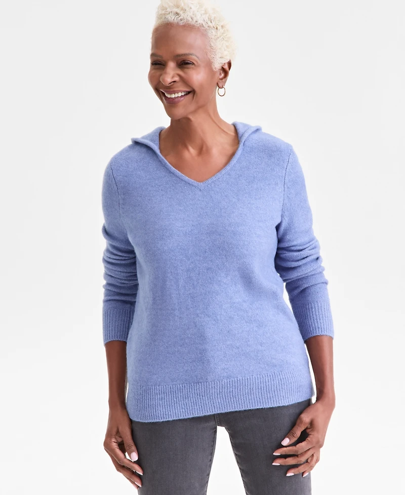 Style & Co Petite Split-Neck Hoodie, Macy's Exclusive