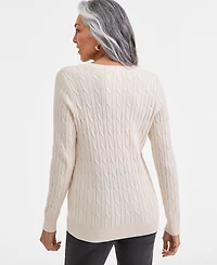 Style & Co Women's Cotton Cable-Knit V-Neck Sweater, Created for Macy's