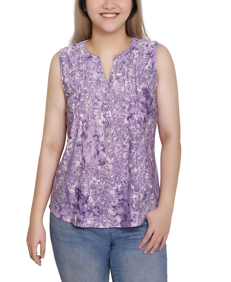 Ny Collection Petite Sleeveless Jacquard V-Neck Top