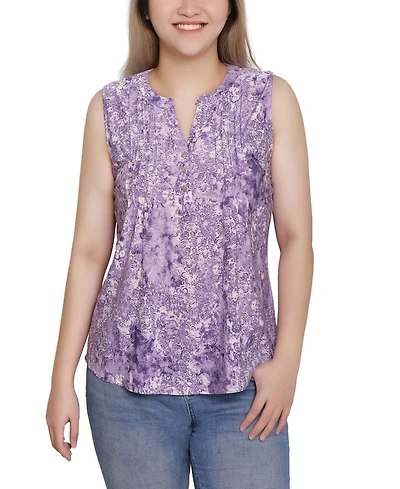 Ny Collection Petite Sleeveless Jacquard V-Neck Top