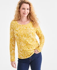 Style & Co Petite Paisley-Print Scoop-Neck Top, Macy's Exclusive