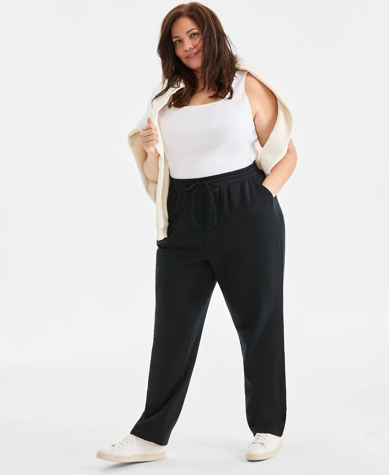 Style & Co Women's Plus Mid Rise Drawstring-Waist Fleece Pant, Exclusively at Macy's