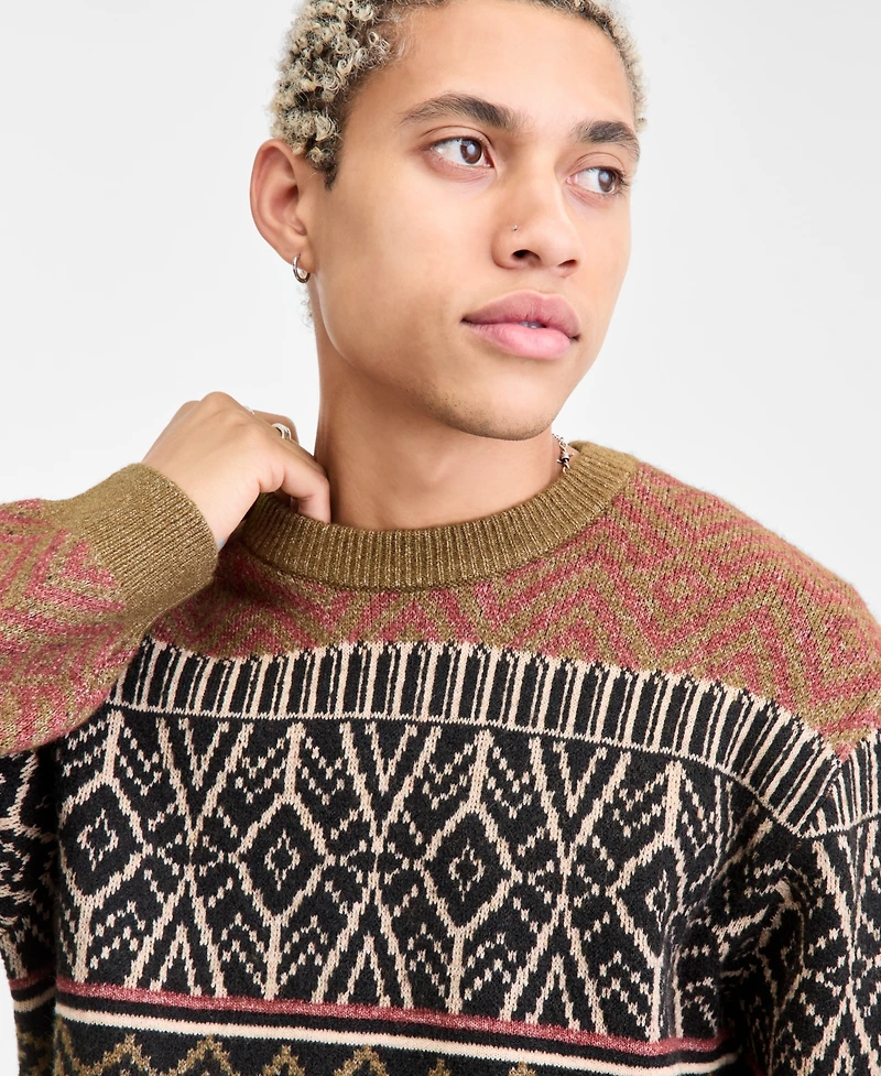 Sun + Stone Men's Long-Sleeve Wild Crewneck Sweater, Macy's Exclusive