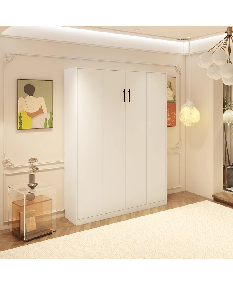 Homsee Full and queen size Hanging storage Murphy bed, white