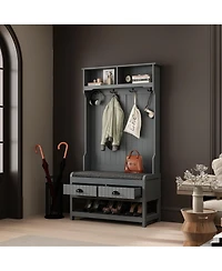 Homsee Grey countryside style multifunctional hall tree clothes hat rack