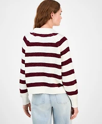 Ultra Flirt Juniors' Snap-Front Chenille Long-Sleeve Sweater