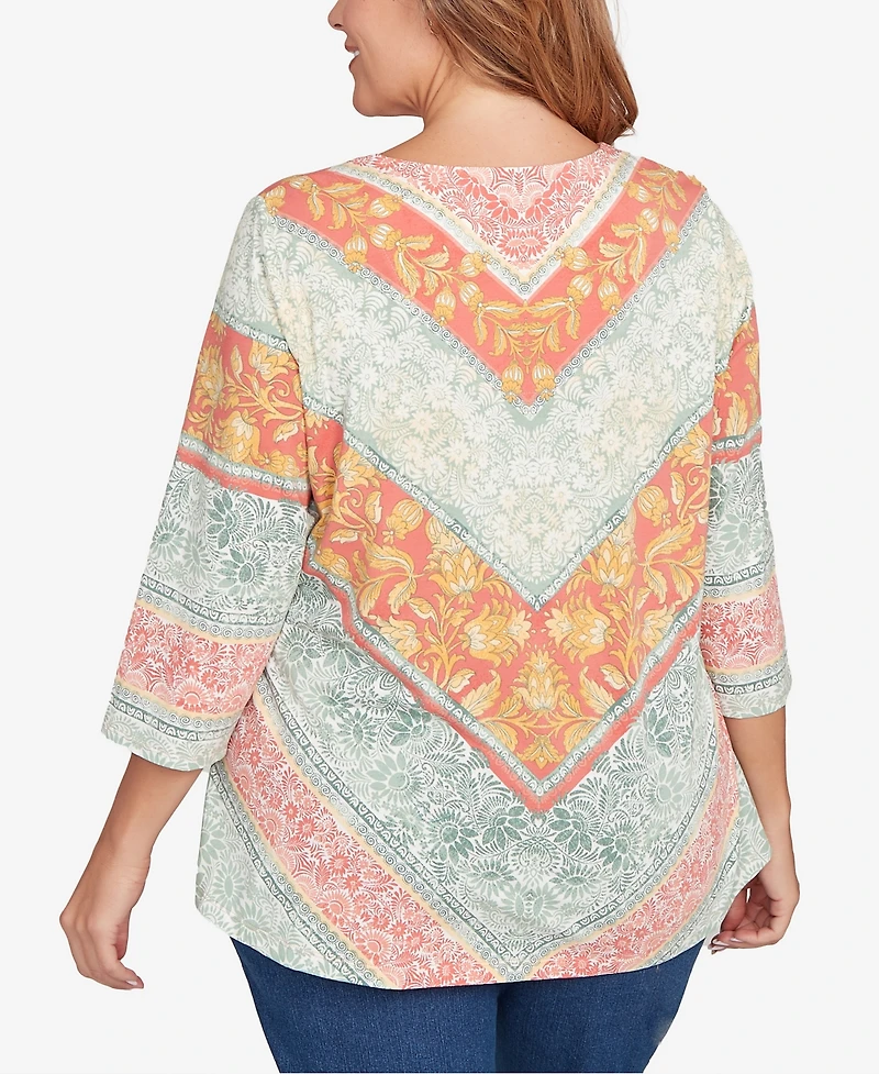 Ruby Rd. Plus Embellished Floral Knit Top